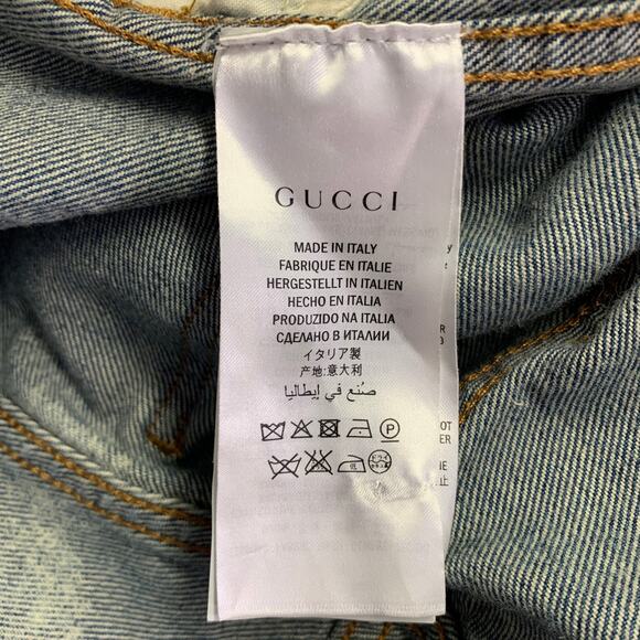 GUCCI Cruise 2017 Size 36 Indigo White Bleached Denim Studded Button Fly Jeans - Picture 8 of 9